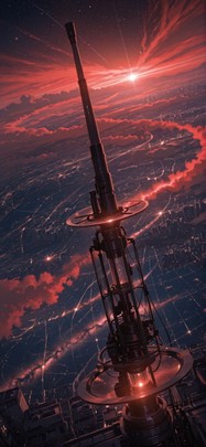 Waningcrescent Red Afternoon City Summer Machine mobile wallpaper / スマホ壁紙