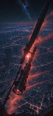 Waningcrescent Red Night City Winter Machine mobile wallpaper / スマホ壁紙
