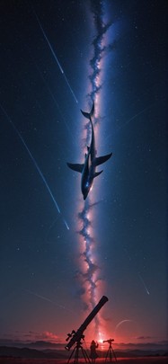 Waningcrescent Red Night Sky Summer Animal Machine mobile wallpaper / スマホ壁紙