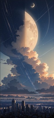 Waningcrescent Yellow Afternoon City Summer mobile wallpaper / スマホ壁紙