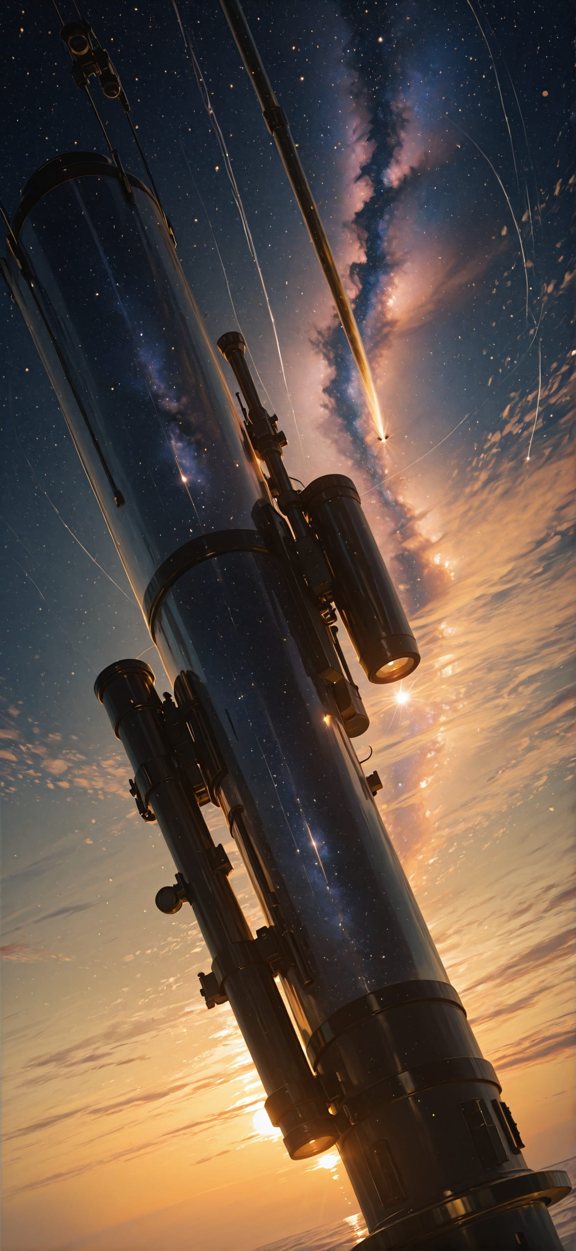 Waningcrescent Yellow Sunset Sea Spring mobile wallpaper / スマホ壁紙