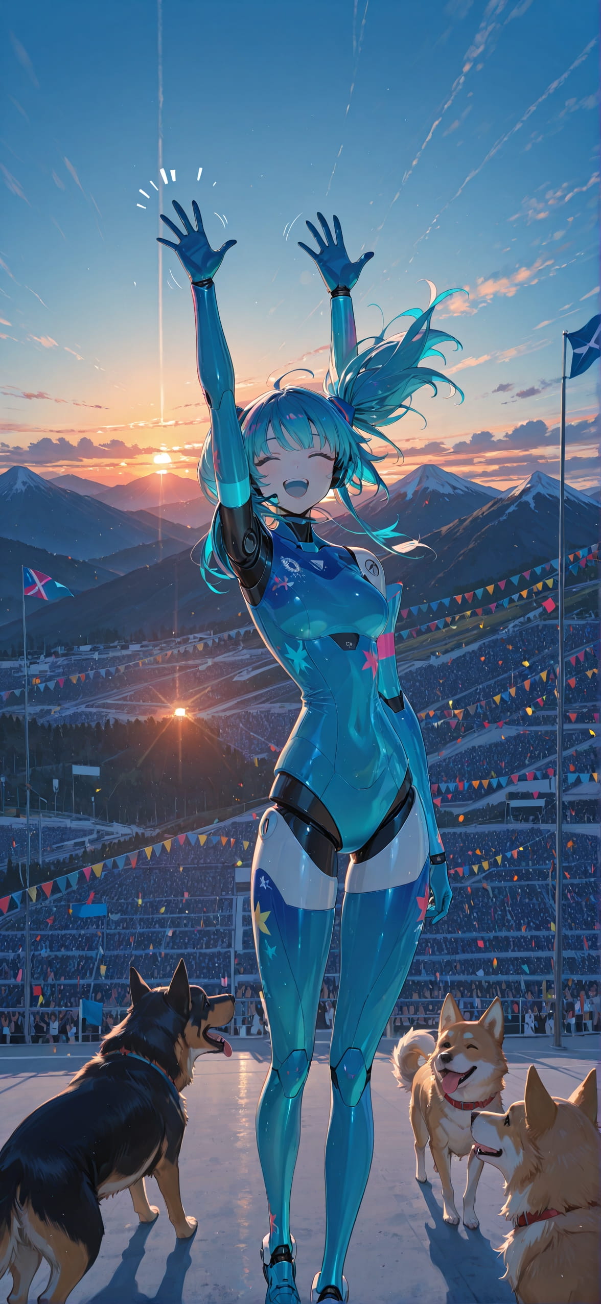 Worldcup2026 Blue Sunset Mountain Summer Animal Machine mobile wallpaper / スマホ壁紙