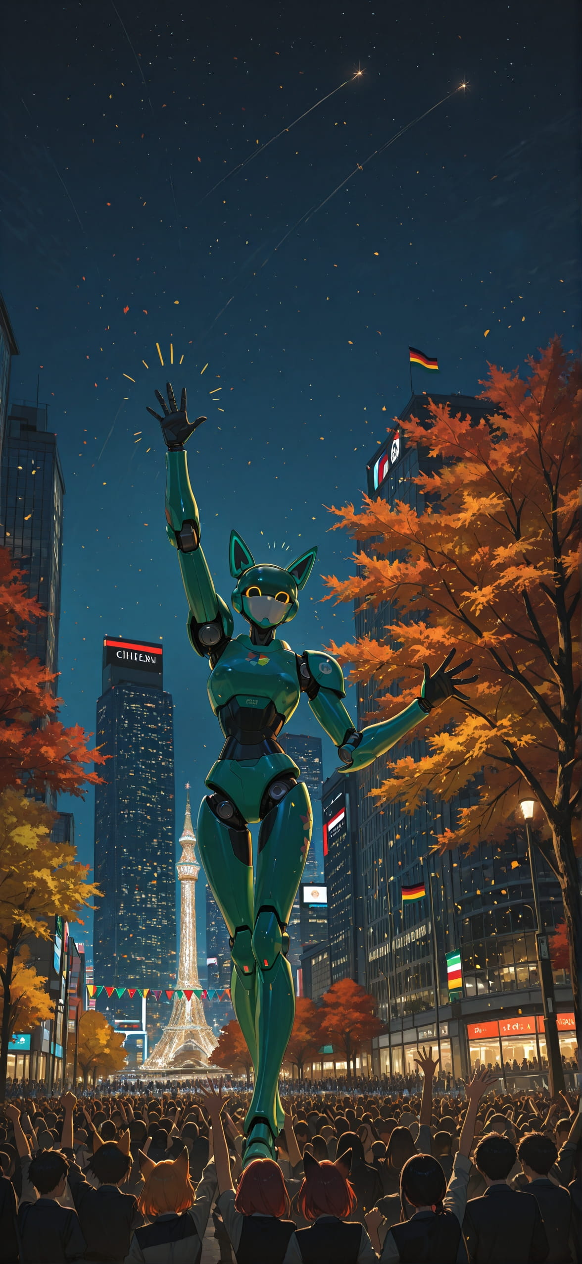Worldcup2026 Green Night City Autumn Animal Machine mobile wallpaper / スマホ壁紙