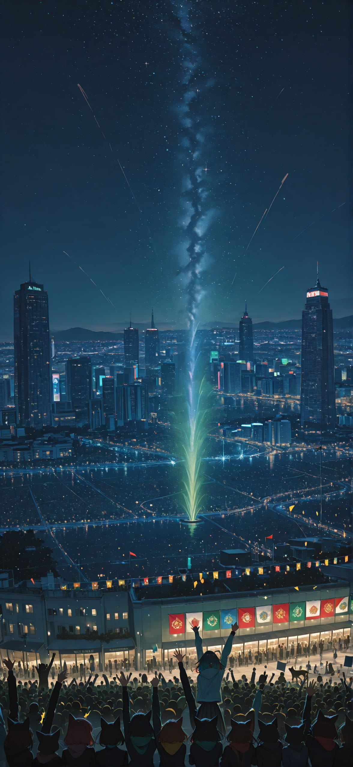 Worldcup2026 Green Night City Winter Animal mobile wallpaper / スマホ壁紙