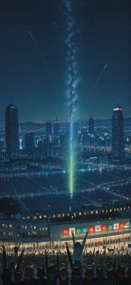 Worldcup2026 Green Night City Winter Animal mobile wallpaper / スマホ壁紙