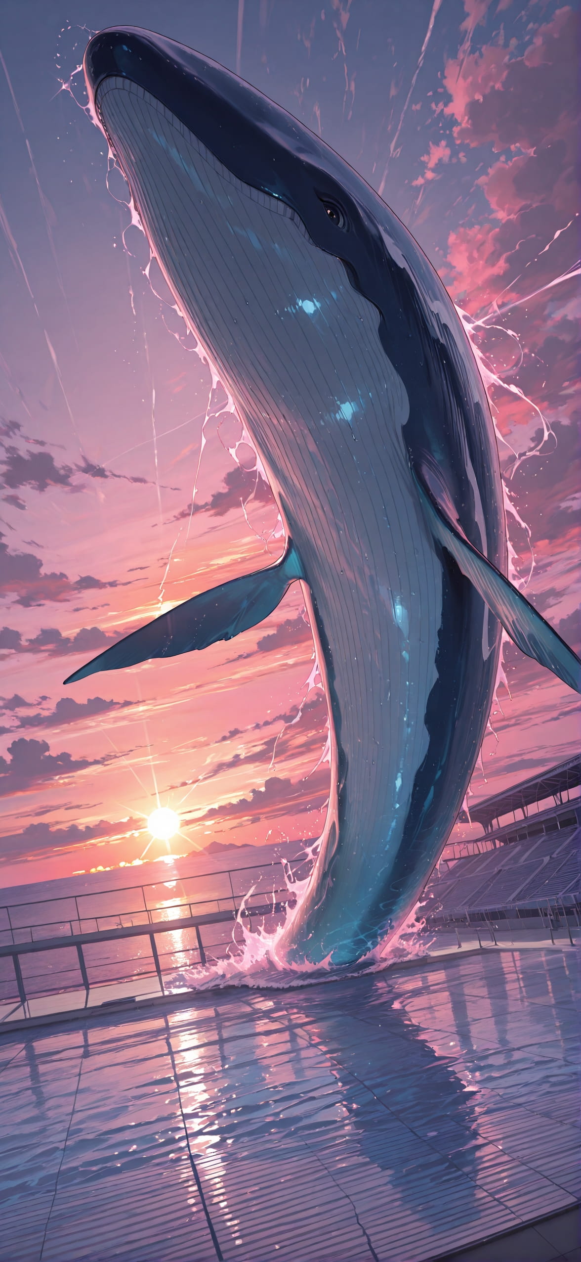 Worldcup2026 Pink Sunset Sea Summer Animal mobile wallpaper / スマホ壁紙