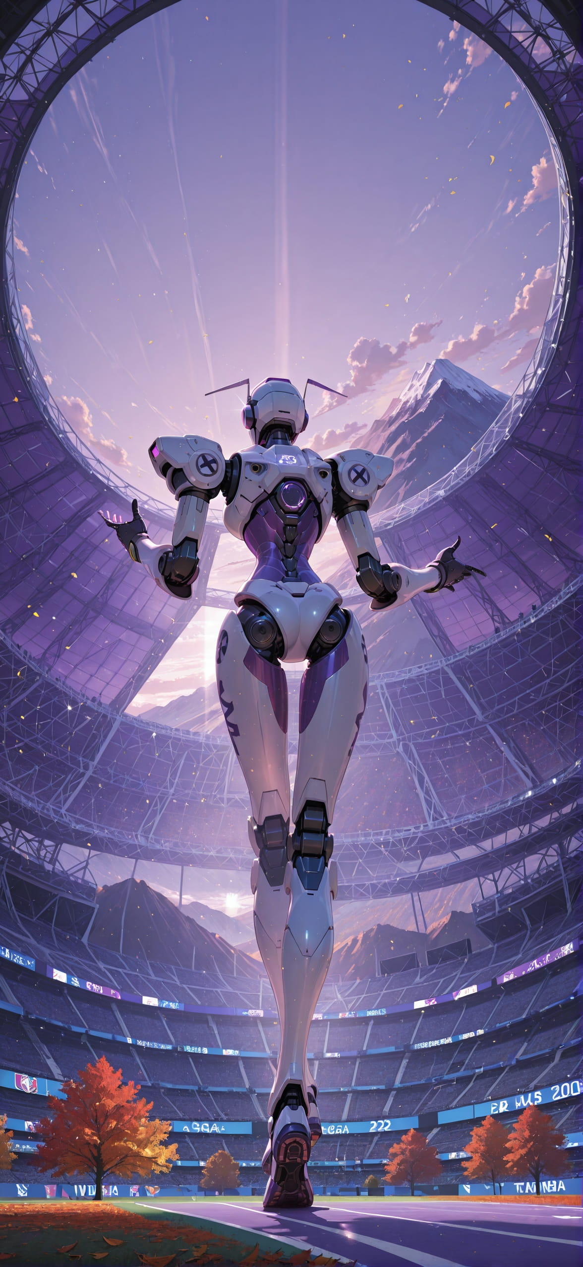 Worldcup2026 Purple Afternoon Mountain Autumn Machine mobile wallpaper / スマホ壁紙