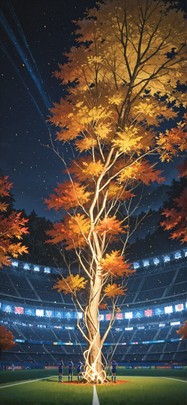 Worldcup2026 Yellow Night Nature Autumn mobile wallpaper / スマホ壁紙