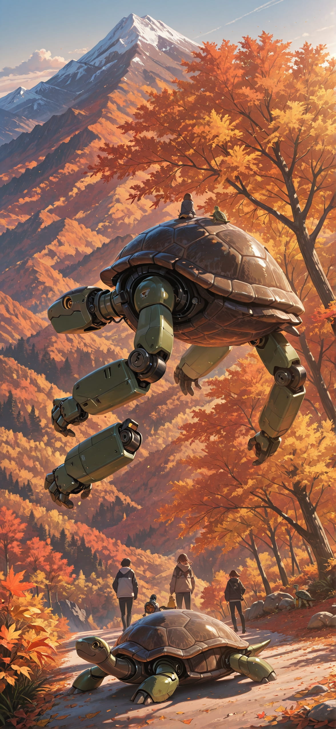 Palm Brown Afternoon Mountain Autumn Animal Machine mobile wallpaper / スマホ壁紙