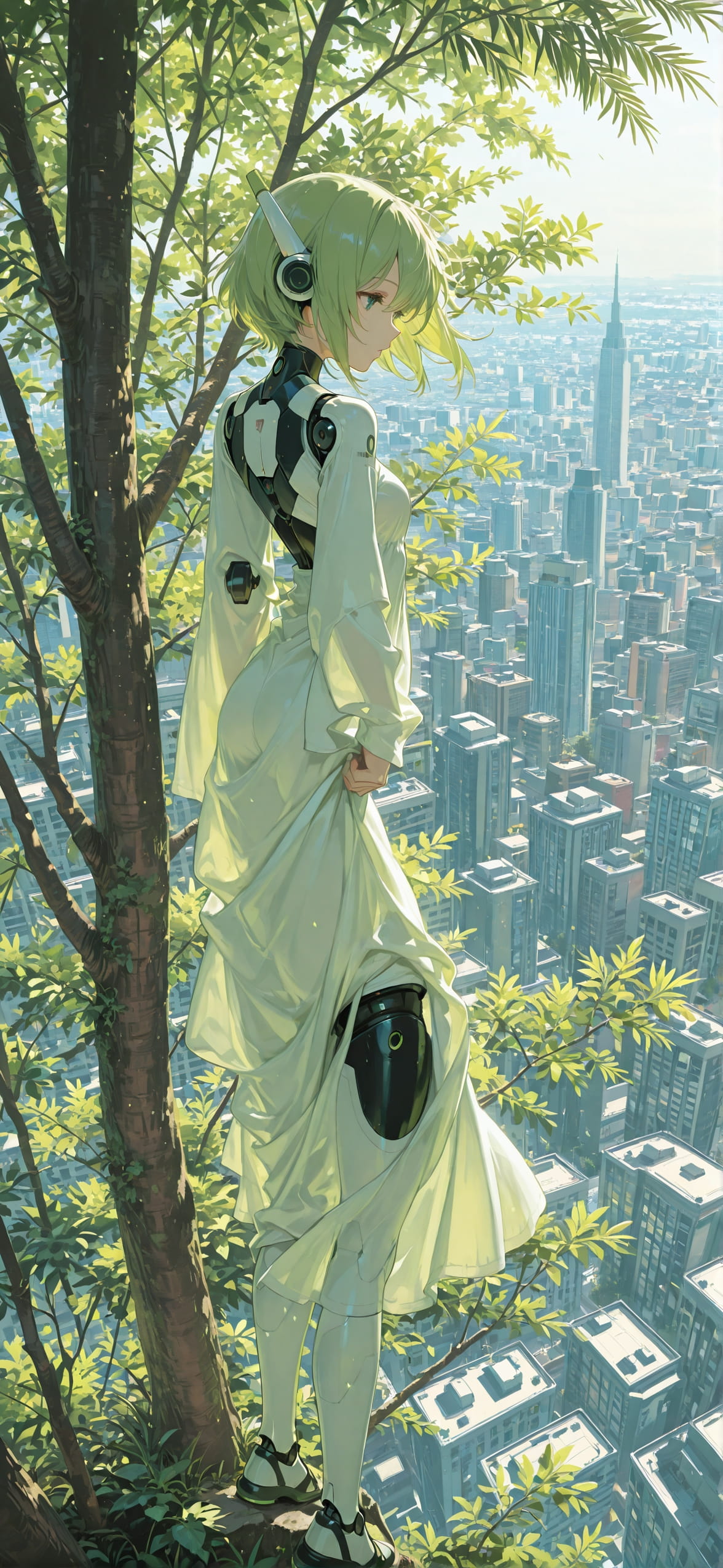 Palm Green Afternoon City Spring Machine mobile wallpaper / スマホ壁紙