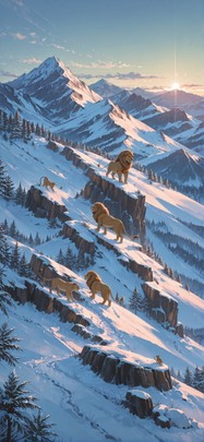 Palm Green Afternoon Mountain Winter Animal mobile wallpaper / スマホ壁紙