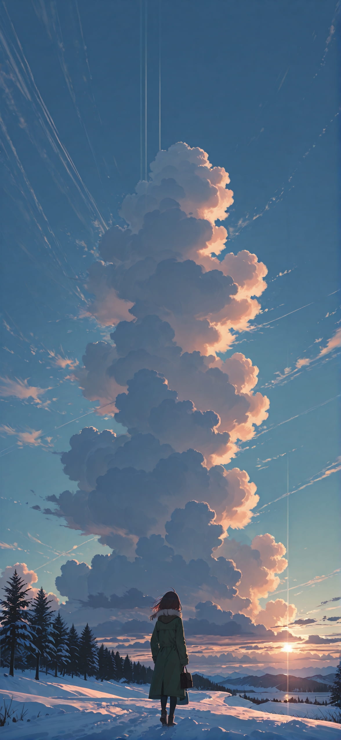 Palm Green Afternoon Sky Winter mobile wallpaper / スマホ壁紙