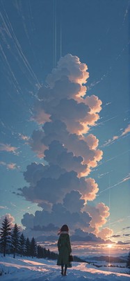 Palm Green Afternoon Sky Winter mobile wallpaper / スマホ壁紙