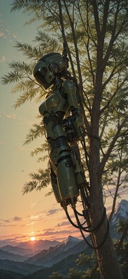 Palm Green Sunset Mountain Spring Machine mobile wallpaper / スマホ壁紙