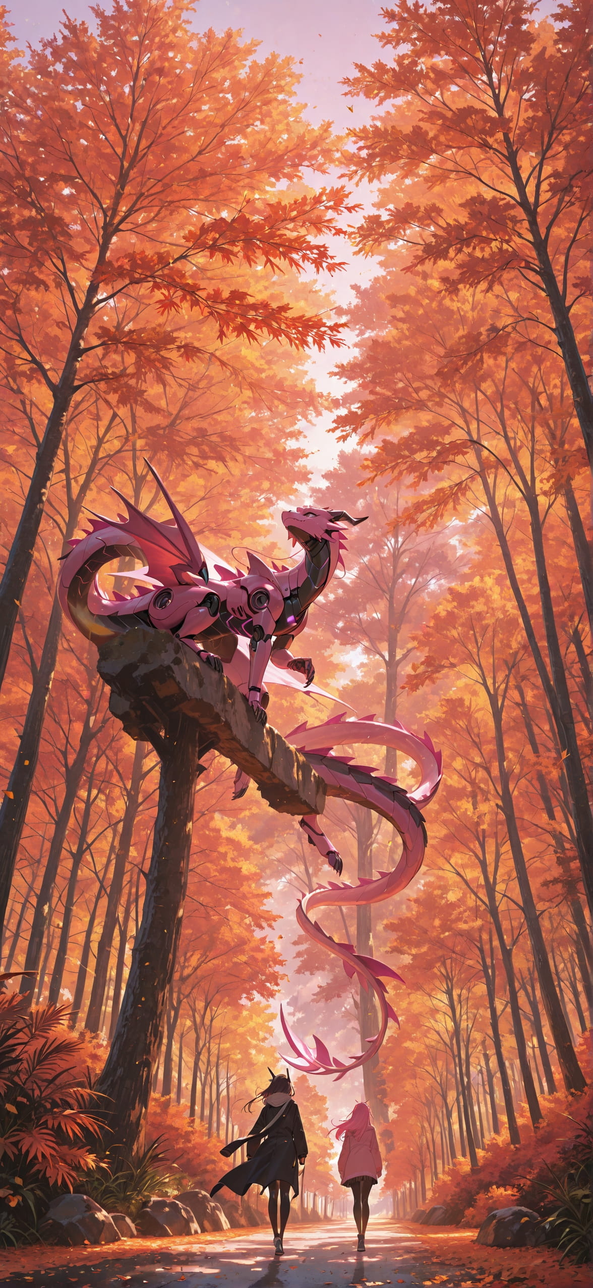 Palm Pink Afternoon Nature Autumn Animal Machine mobile wallpaper / スマホ壁紙