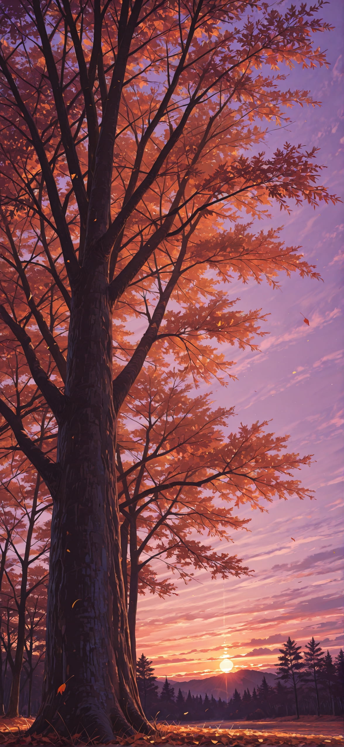 Palm Purple Sunset Nature Autumn mobile wallpaper / スマホ壁紙