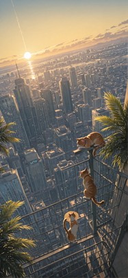 Palm Yellow Afternoon City Summer Animal mobile wallpaper / スマホ壁紙