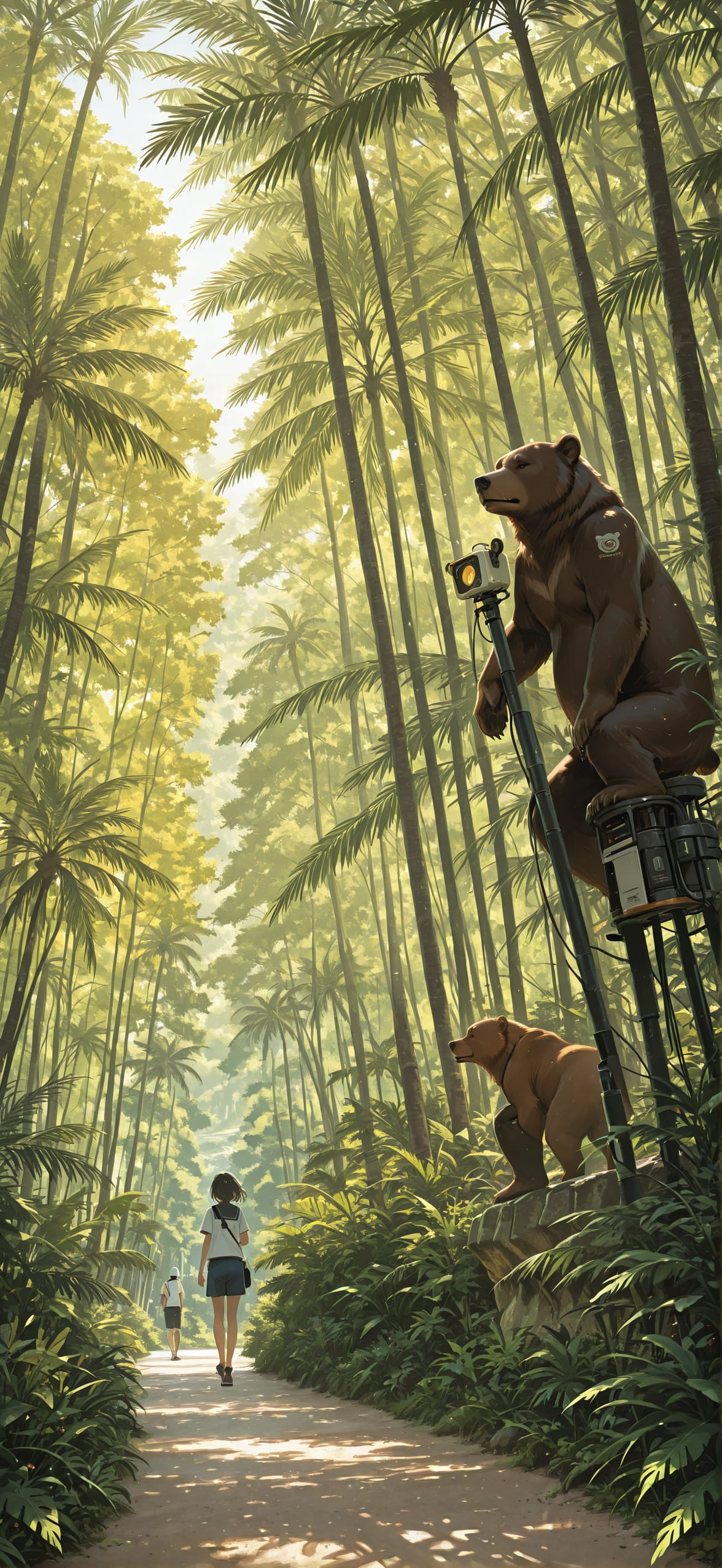 Palm Yellow Afternoon Nature Summer Animal Machine mobile wallpaper / スマホ壁紙