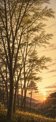 Palm Yellow Sunset Nature Spring mobile wallpaper / スマホ壁紙