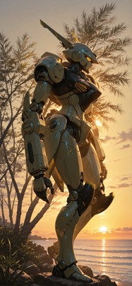 Palm Yellow Sunset Sea Spring Machine mobile wallpaper / スマホ壁紙