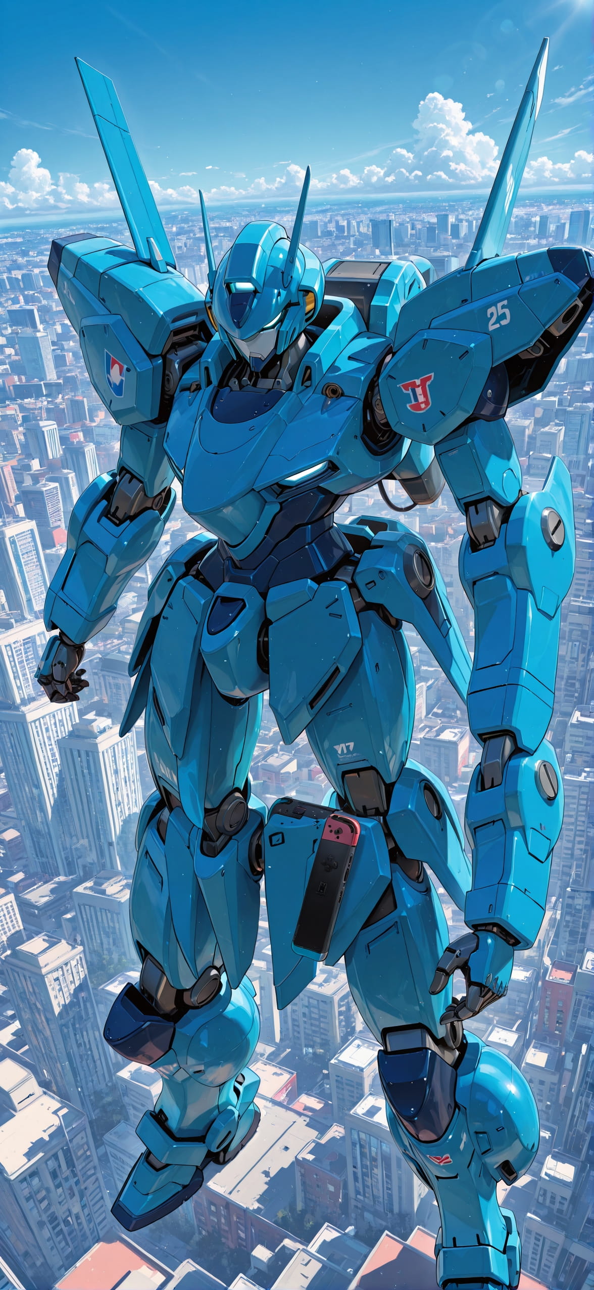 Switch2 Blue Afternoon City Summer Machine mobile wallpaper / スマホ壁紙