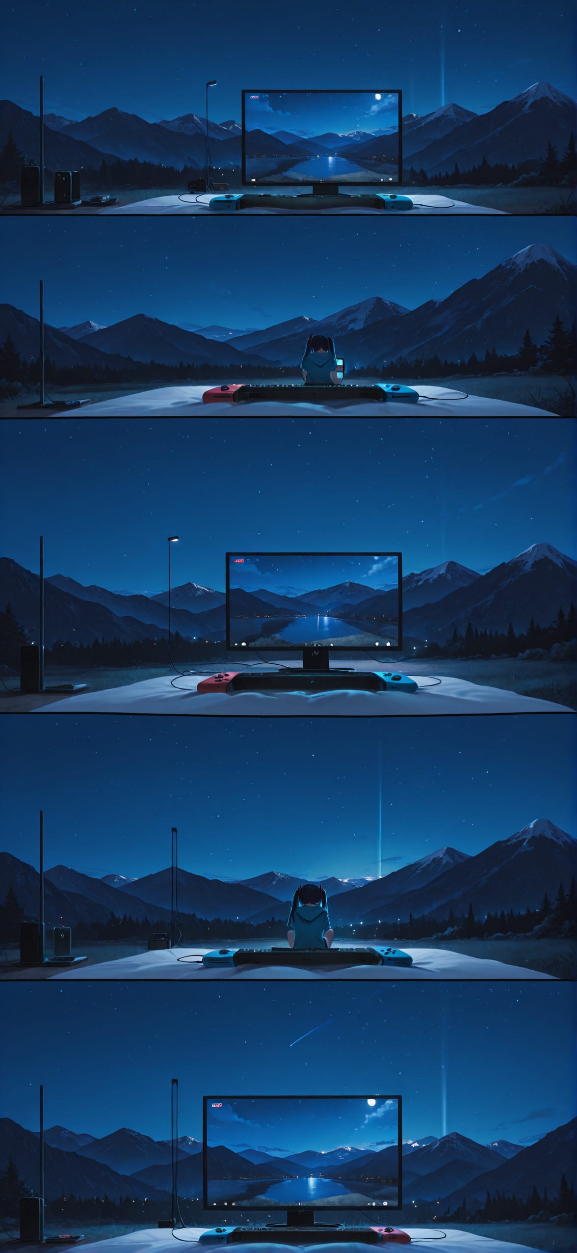 Switch2 Blue Night Mountain Summer mobile wallpaper / スマホ壁紙