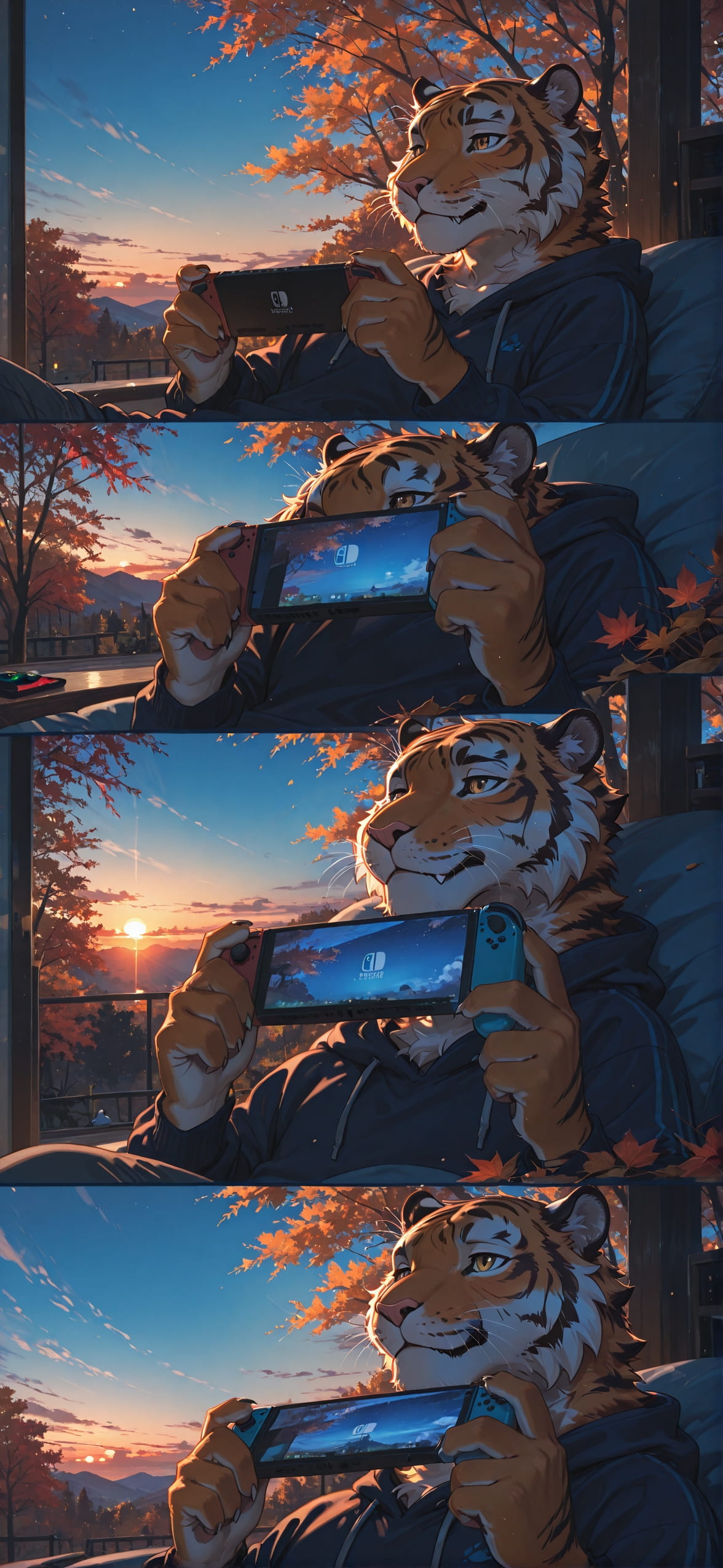 Switch2 Blue Sunset Sky Autumn Animal mobile wallpaper / スマホ壁紙