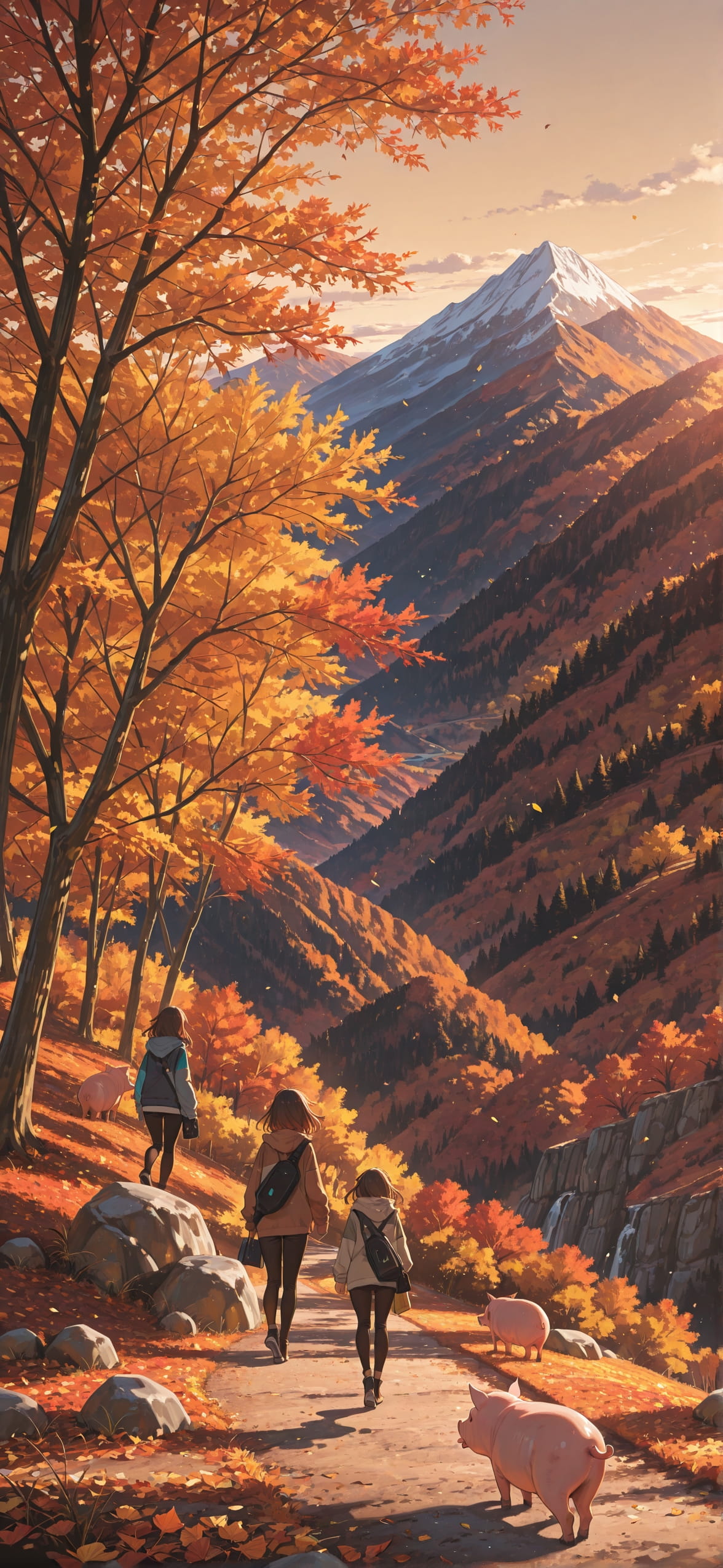 Switch2 Brown Afternoon Mountain Autumn Animal mobile wallpaper / スマホ壁紙