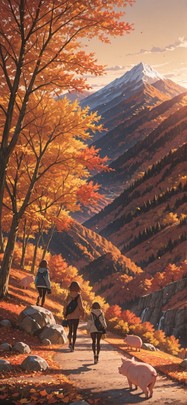 Switch2 Brown Afternoon Mountain Autumn Animal mobile wallpaper / スマホ壁紙