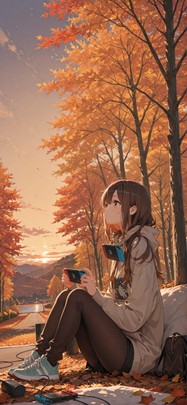 Switch2 Brown Afternoon Sky Autumn mobile wallpaper / スマホ壁紙