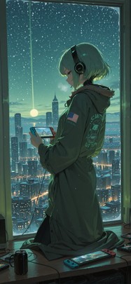 Switch2 Green Afternoon City Winter Machine mobile wallpaper / スマホ壁紙