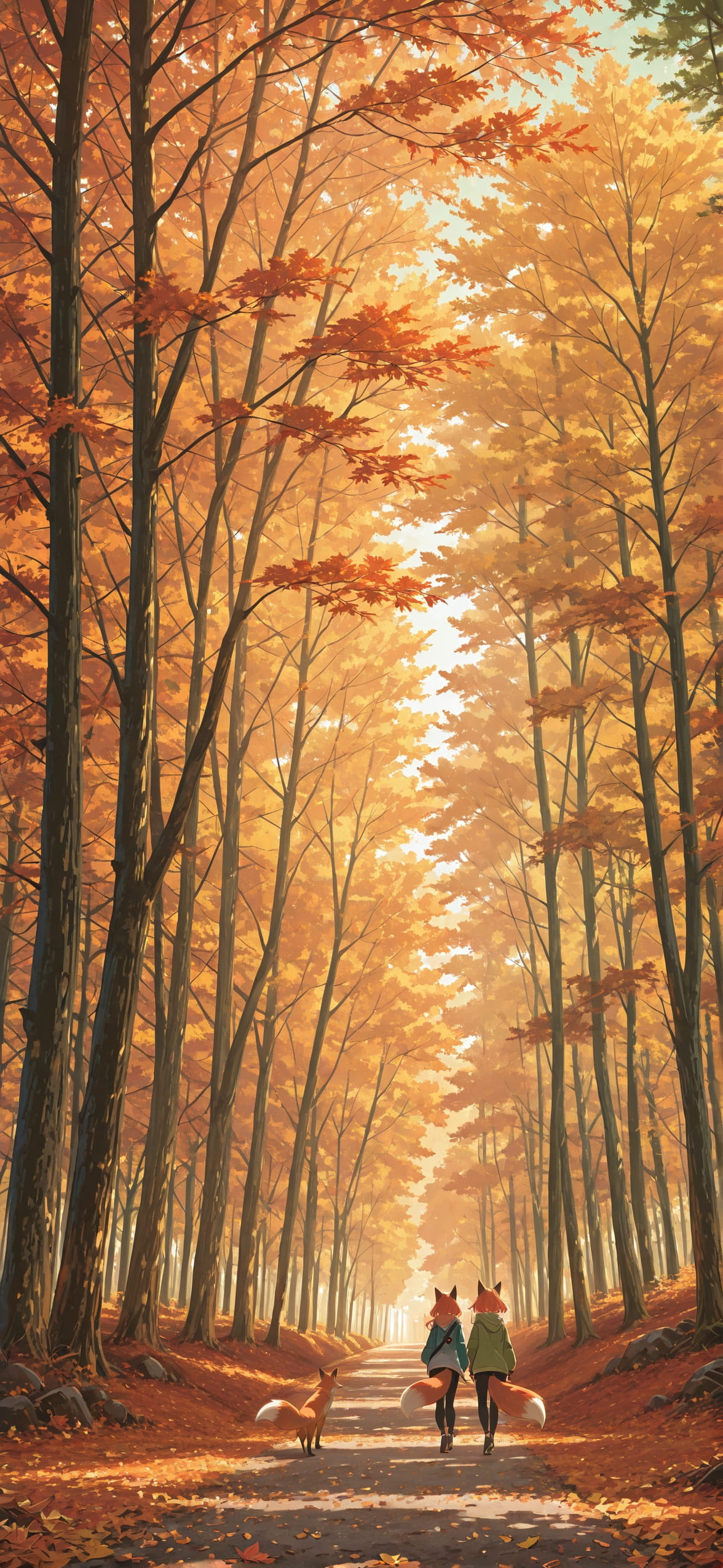 Switch2 Green Afternoon Nature Autumn Animal mobile wallpaper / スマホ壁紙