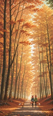 Switch2 Green Afternoon Nature Autumn Animal mobile wallpaper / スマホ壁紙