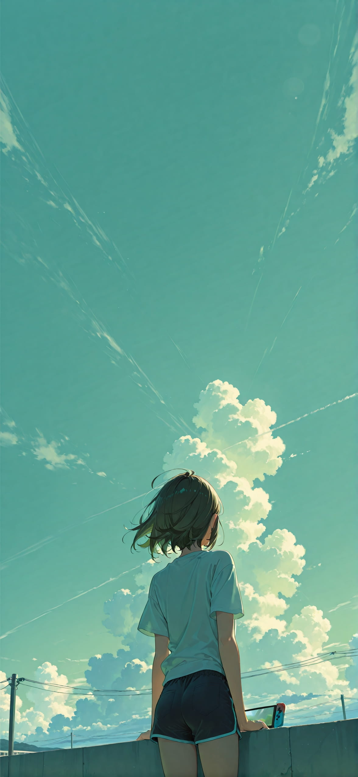Switch2 Green Afternoon Sky Summer Animal mobile wallpaper / スマホ壁紙