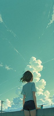 Switch2 Green Afternoon Sky Summer Animal mobile wallpaper / スマホ壁紙
