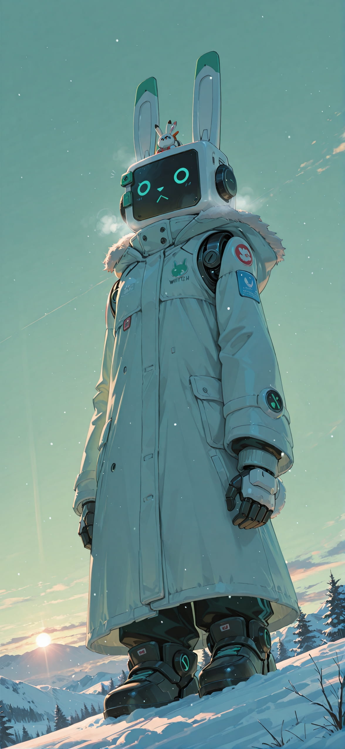 Switch2 Green Afternoon Sky Winter Animal Machine mobile wallpaper / スマホ壁紙