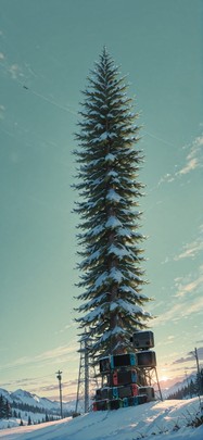 Switch2 Green Afternoon Sky Winter Machine mobile wallpaper / スマホ壁紙