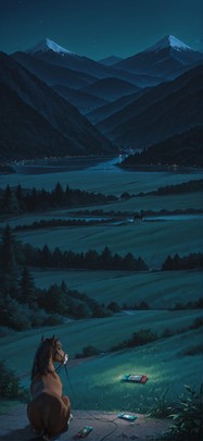 Switch2 Green Night Mountain Summer Animal mobile wallpaper / スマホ壁紙