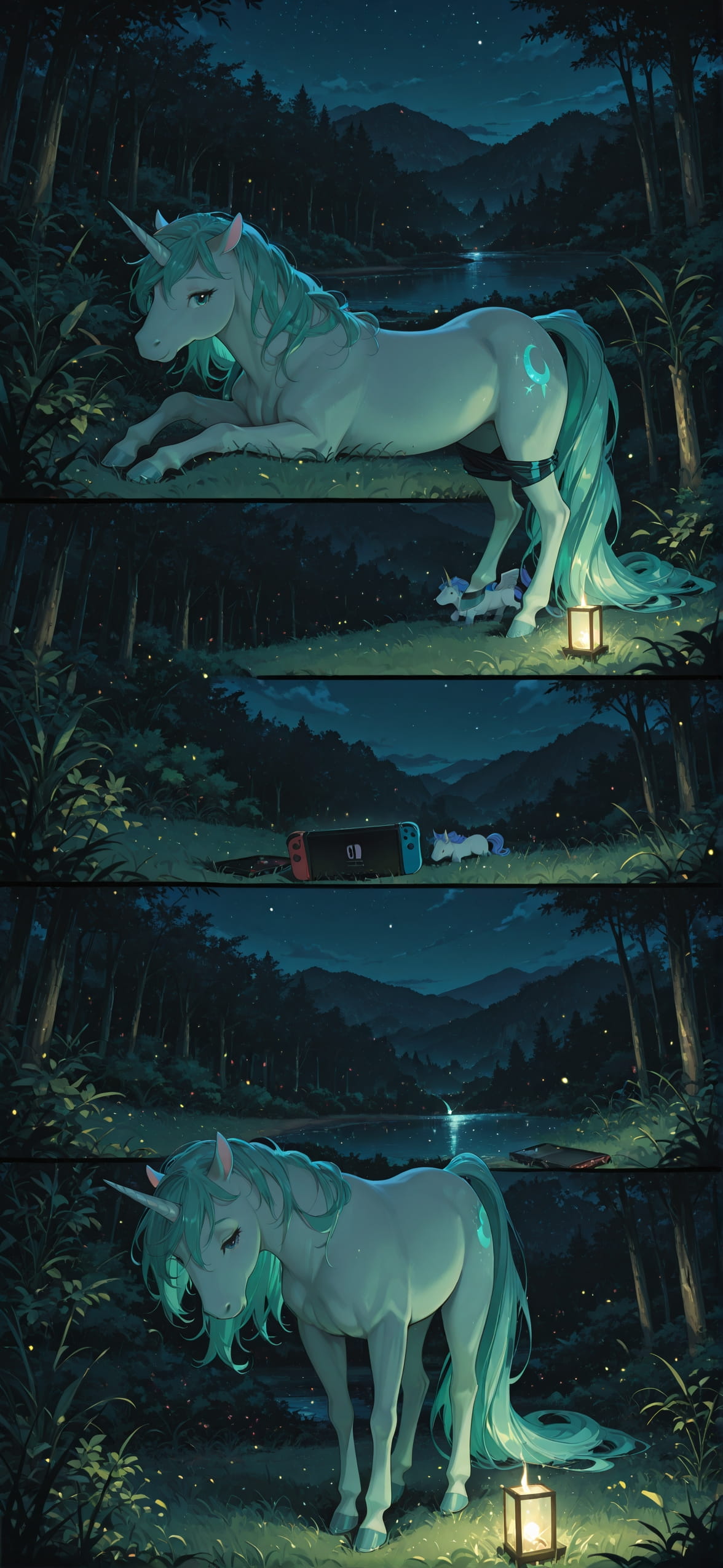 Switch2 Green Night Nature Summer Animal mobile wallpaper / スマホ壁紙