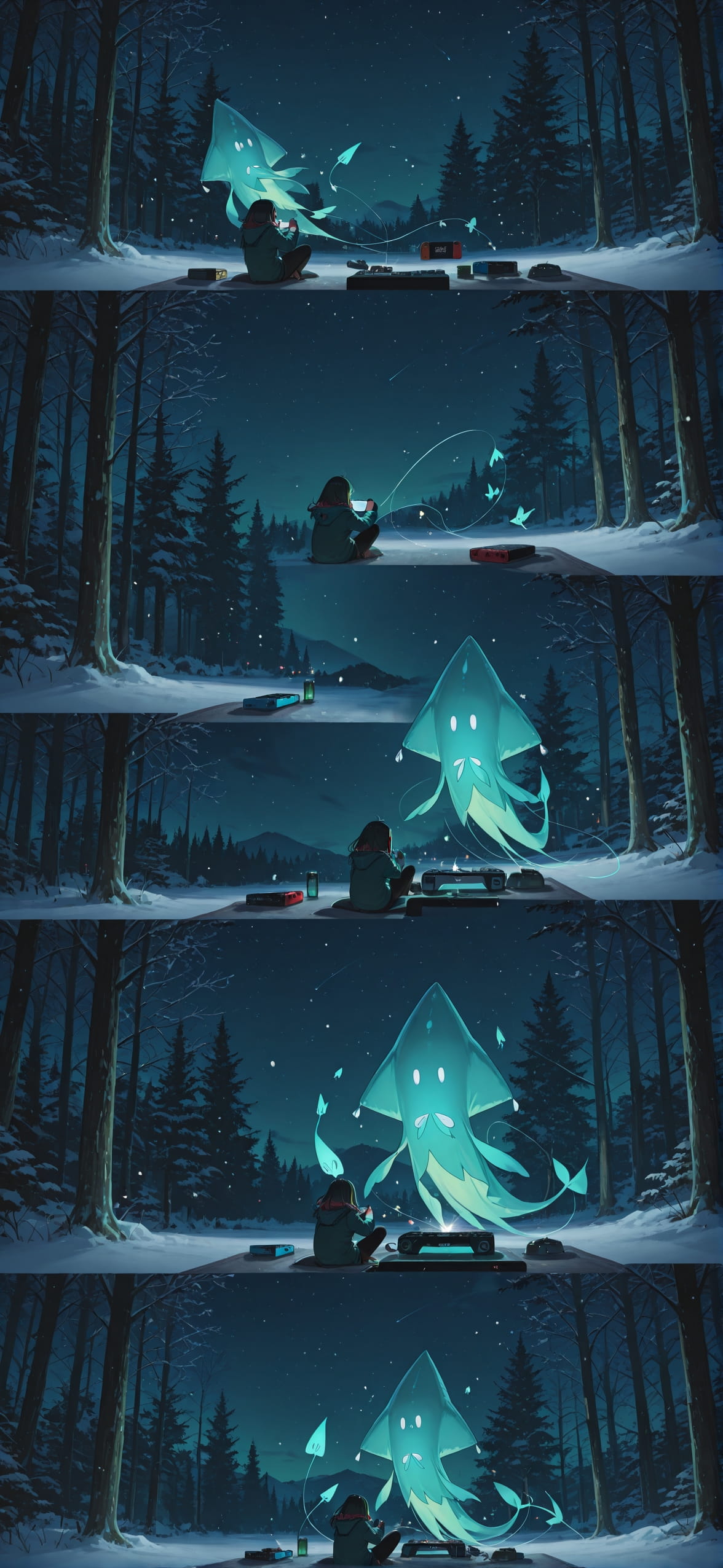 Switch2 Green Night Nature Winter Animal mobile wallpaper / スマホ壁紙