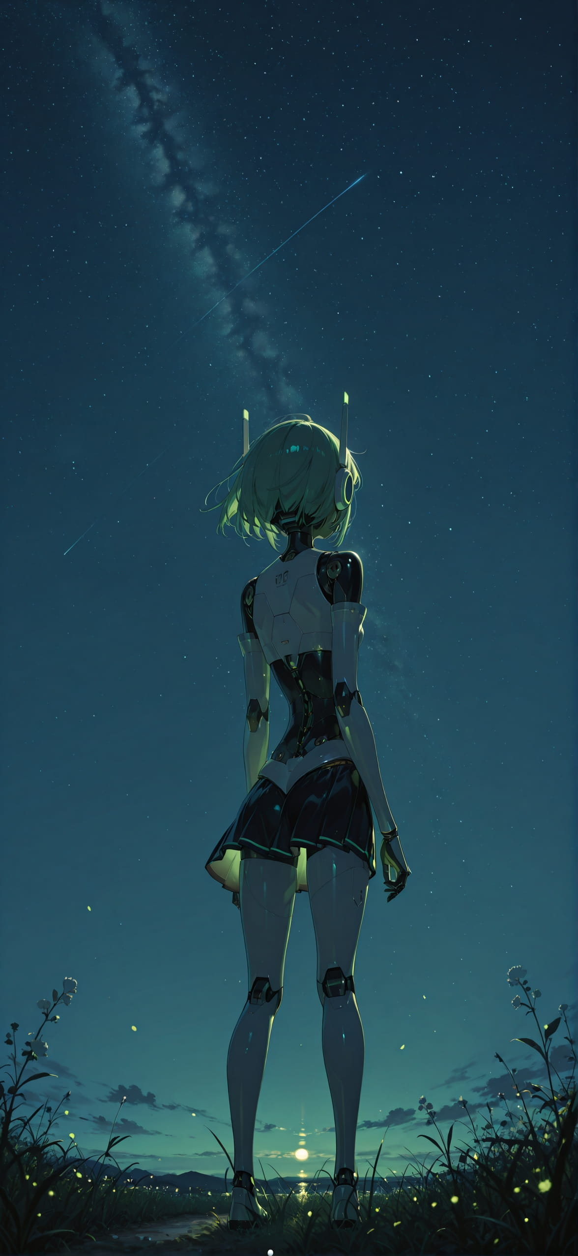 Switch2 Green Night Sky Spring Machine mobile wallpaper / スマホ壁紙