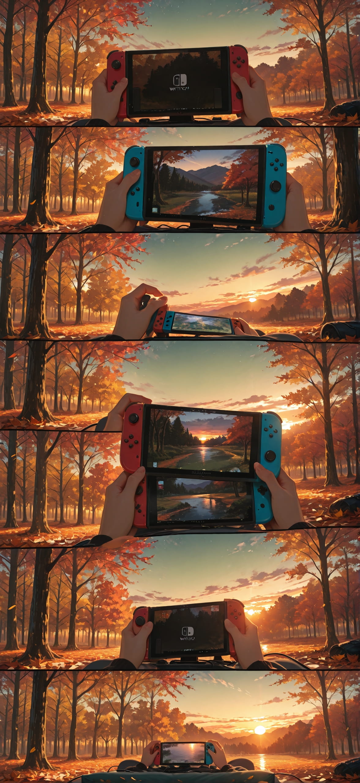 Switch2 Green Sunset Nature Autumn mobile wallpaper / スマホ壁紙