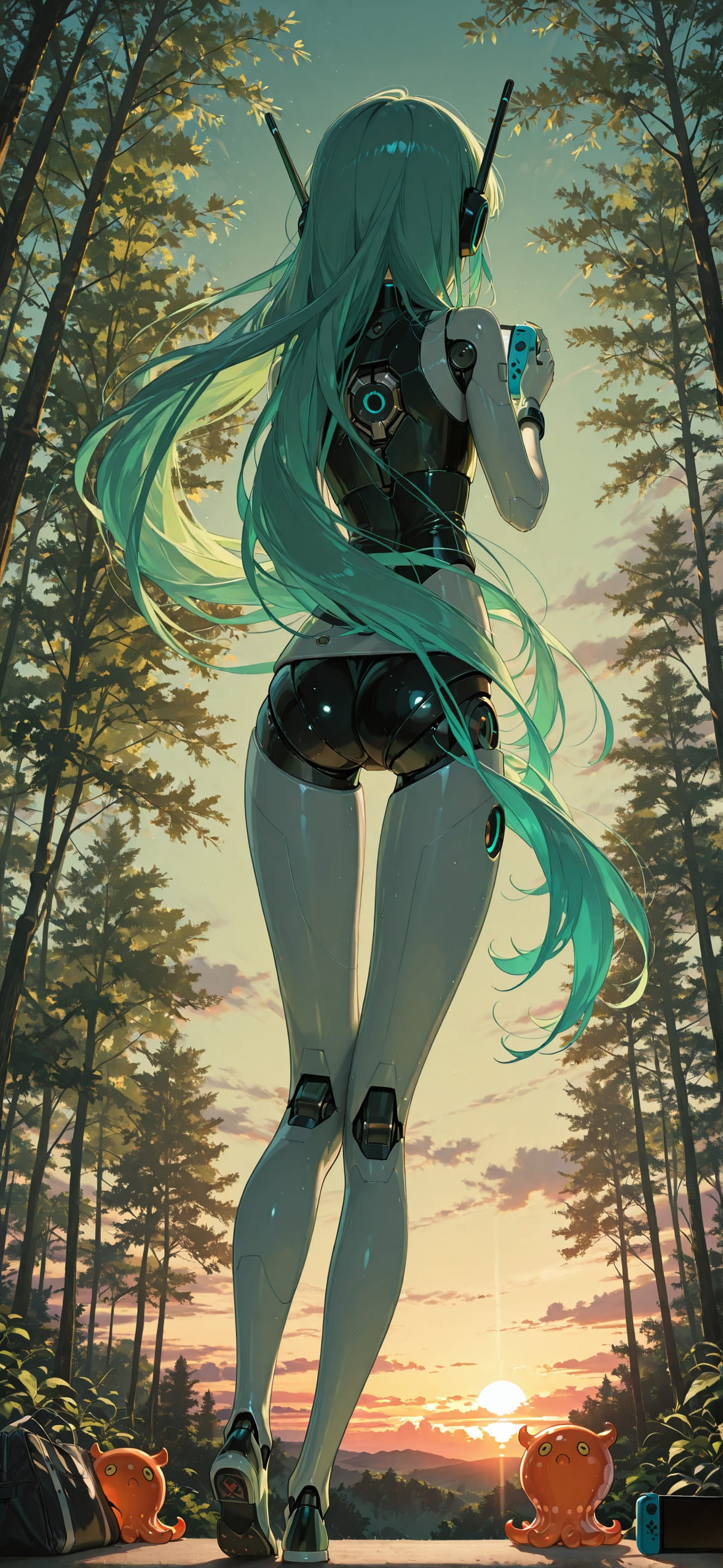 Switch2 Green Sunset Nature Summer Animal Machine mobile wallpaper / スマホ壁紙