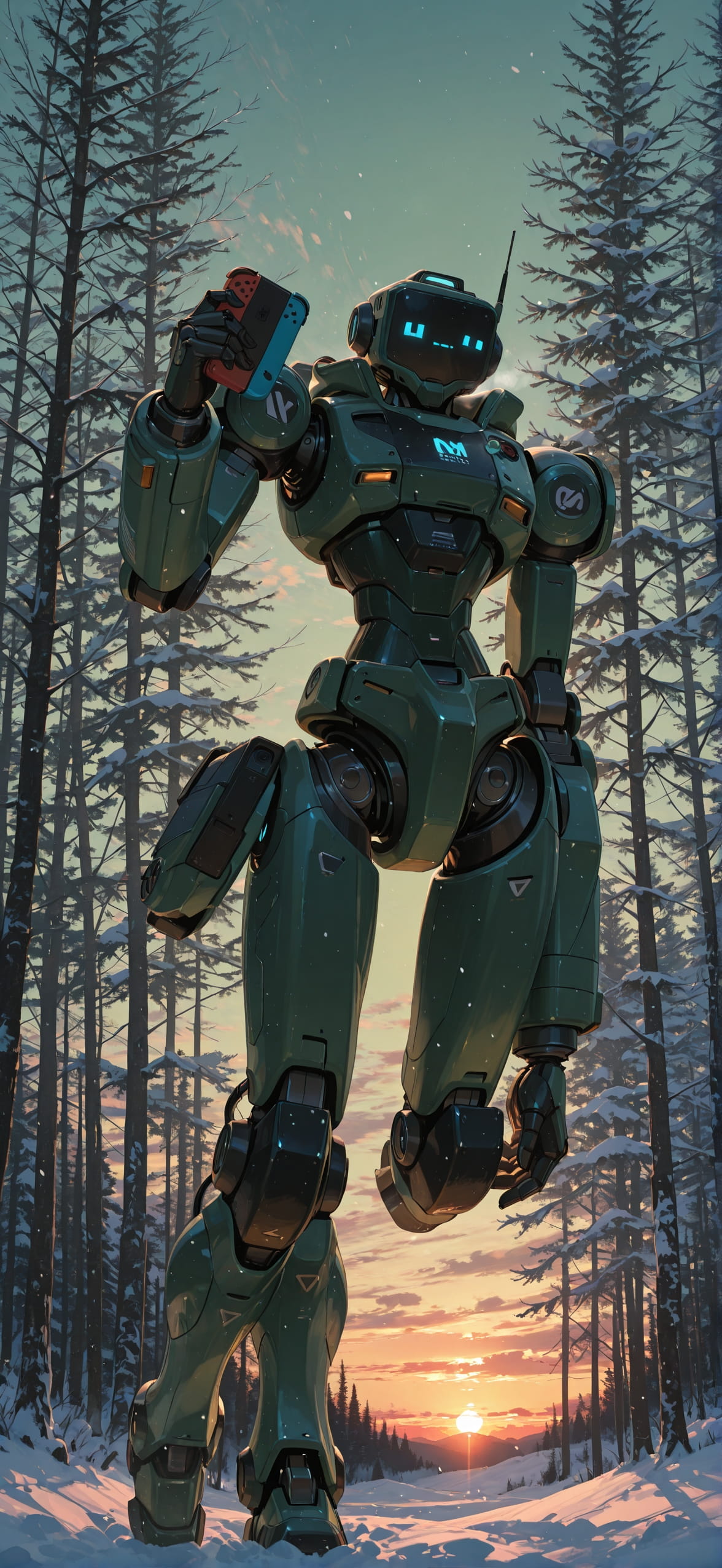 Switch2 Green Sunset Nature Winter Machine mobile wallpaper / スマホ壁紙