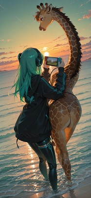 Switch2 Green Sunset Sea Summer Animal Machine mobile wallpaper / スマホ壁紙