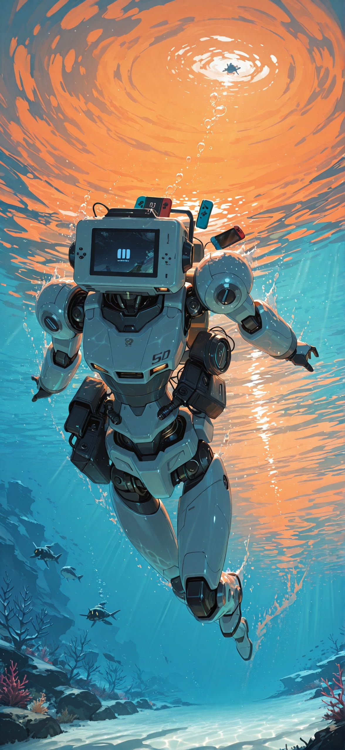 Switch2 Orange Afternoon Sea Winter Machine mobile wallpaper / スマホ壁紙