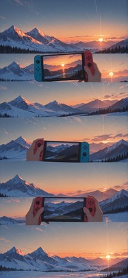Switch2 Orange Sunset Mountain Winter mobile wallpaper / スマホ壁紙