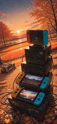 Switch2 Orange Sunset Sky Autumn Machine mobile wallpaper / スマホ壁紙