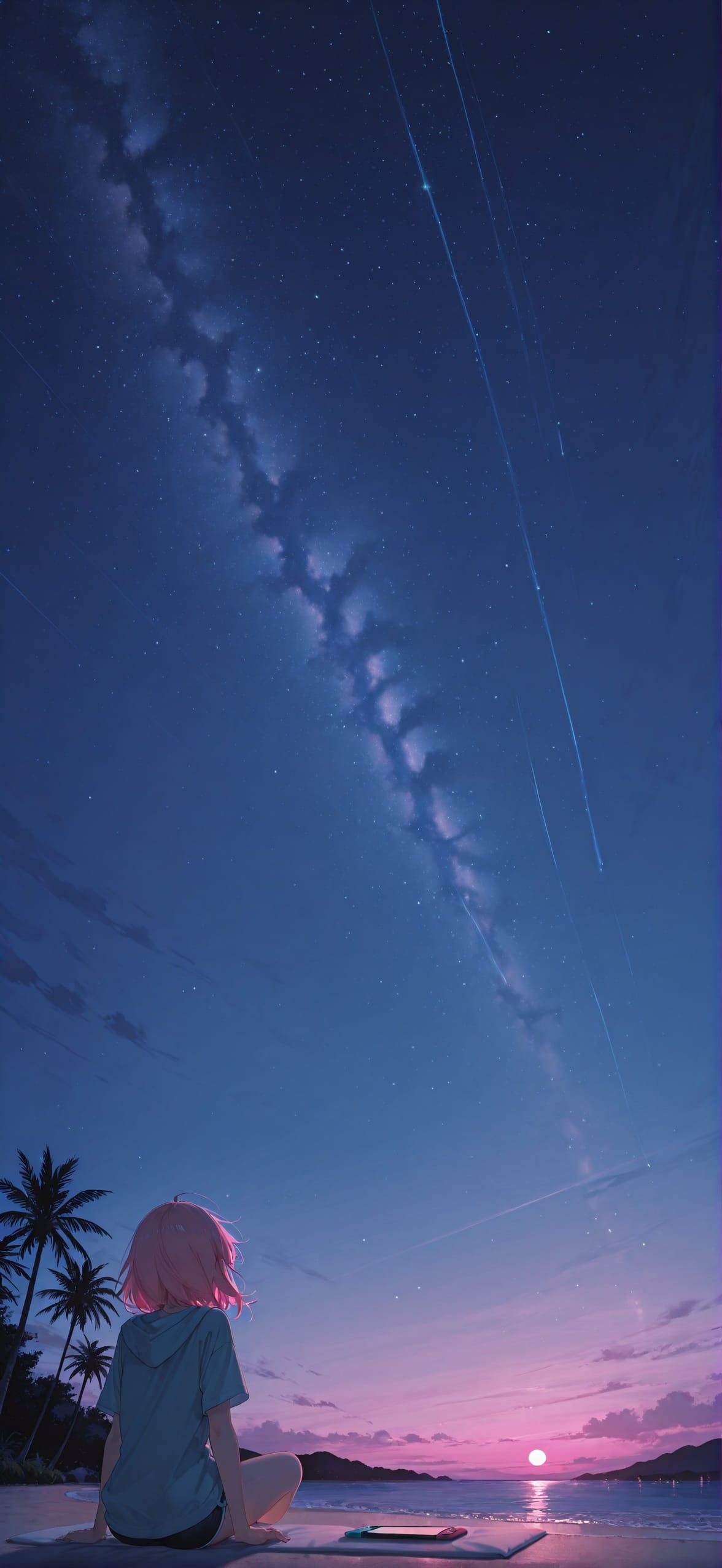 Switch2 Pink Night Sky Summer mobile wallpaper / スマホ壁紙