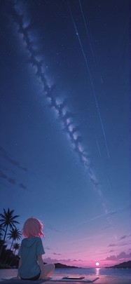 Switch2 Pink Night Sky Summer mobile wallpaper / スマホ壁紙